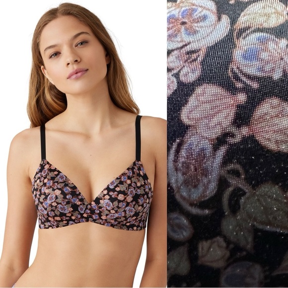 B.tempt’d Black Floral Future Foundation Wire Free Contour Bra - Picture 1 of 6